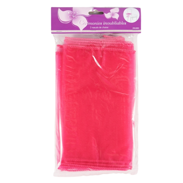 Feestdecoratie stoel strik organza fuchsia set van 2