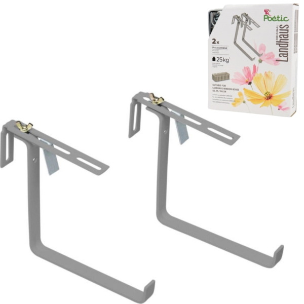 Poetic Blumenkastenhalter Landhaus Metall grau 16 cm 2er-Set