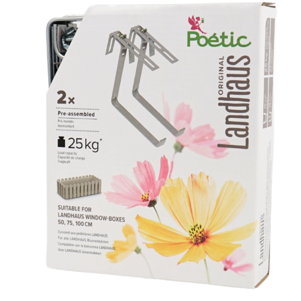 Poetic Blumenkastenhalter Landhaus Metall grau 16 cm 2er-Set