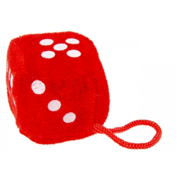 Hanger pluche dobbelstenen 4,5 cm 6 assorti