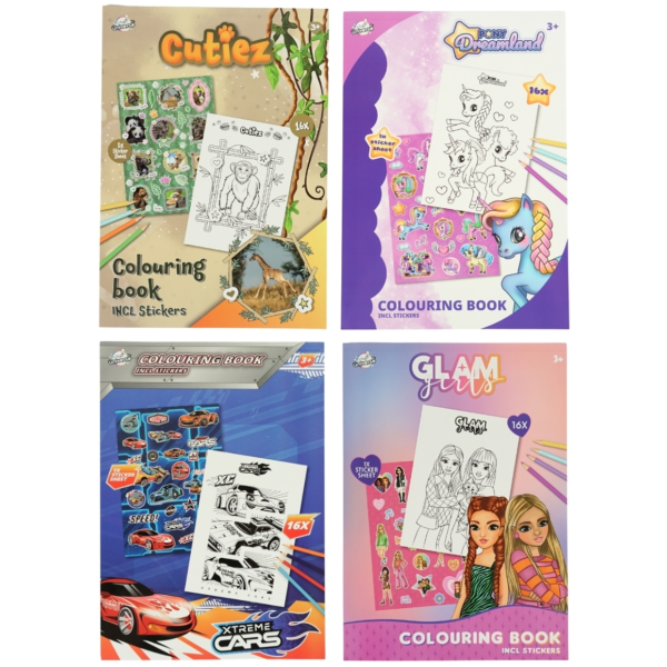 Licentie kleurboek A4 met stickers 4 assorti