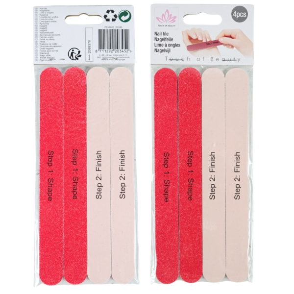 Touch of beauty nagelvijlen 18 cm set van 4