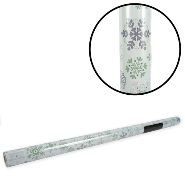 (R) Geschenkpapier Schneeflocken weiß 70 cm x 3 Meter