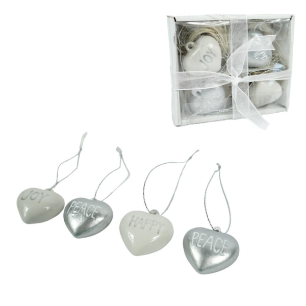 (R) Hangers hart met tekst 4 cm set van 4