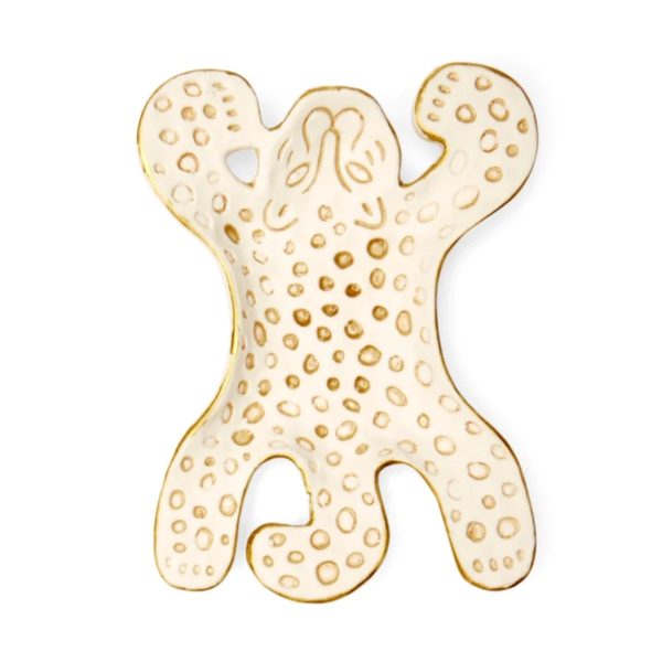 Kikkerland decoratie schaal luipaard wit 13 cm