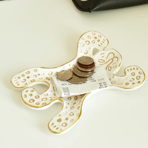 Kikkerland decoratie schaal luipaard wit 13 cm