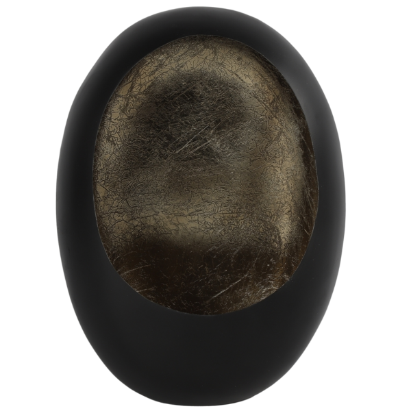Countryfield Theelichthouder Eggy XL mat zwart/messingkleurig 43,5 cm