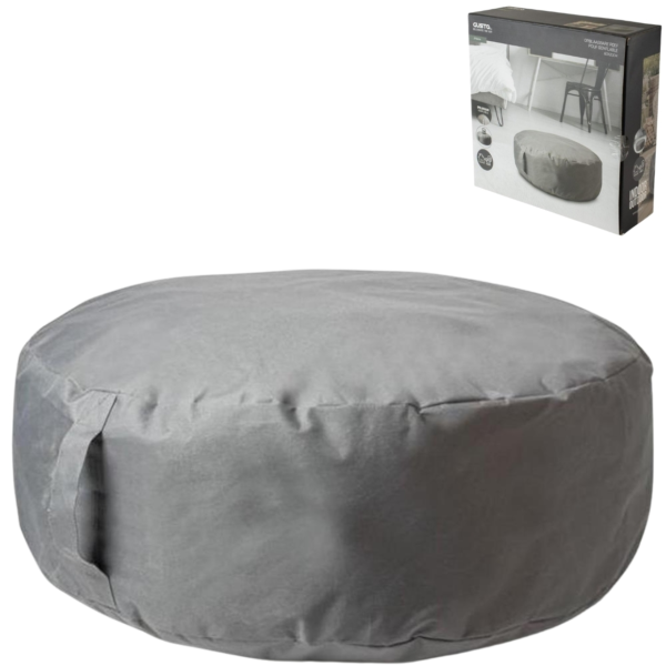Gusta poef opblaasbaar grijs 60 cm
