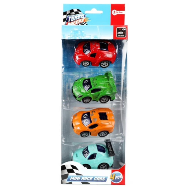 Toi-Toys Turbo Racers  terugtrek auto 7 cm set van 4
