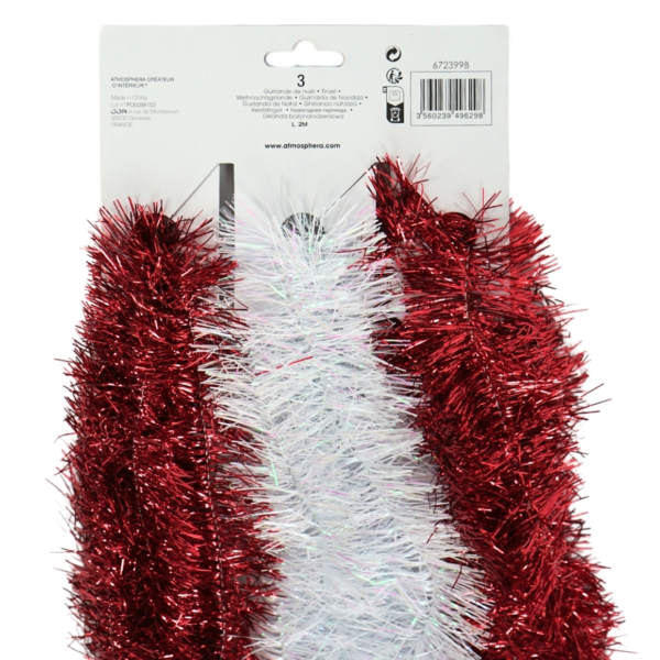 Folie slinger wit/rood 200 cm set van 3