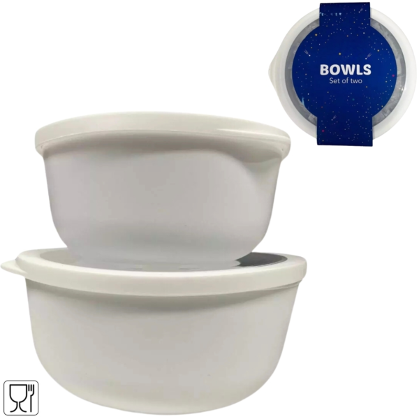 Schalen met deksel set 2 stuks 1,2 en 2 liter