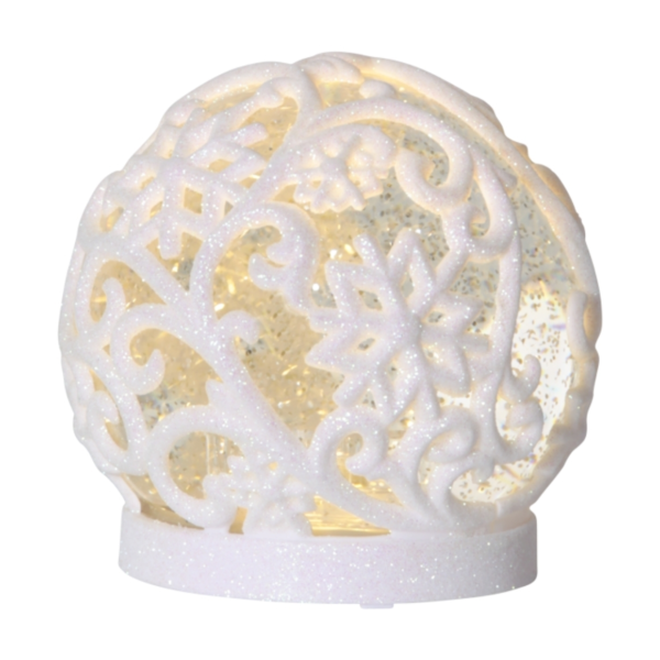 Sneeuwbol Frost LED op batterij wit glitter 13 cm