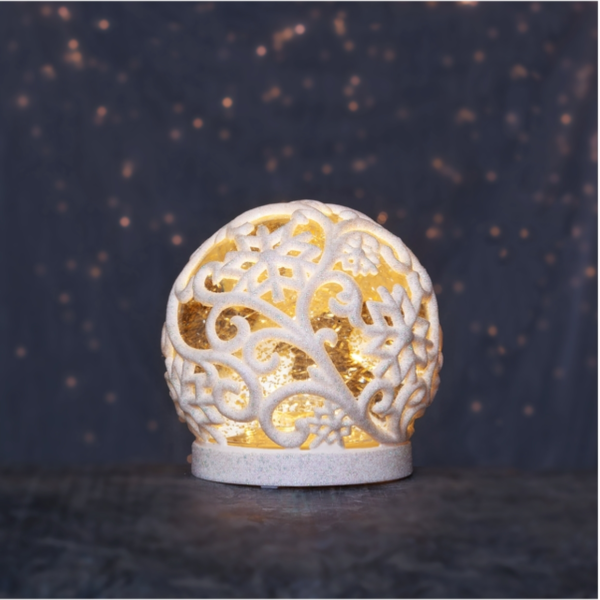 Sneeuwbol Frost LED op batterij wit glitter 13 cm