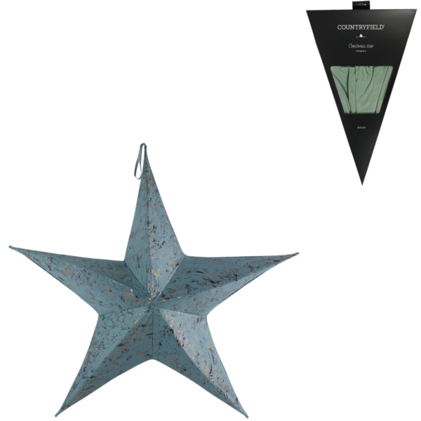 Countryfield Kersthanger ster fluweel Maria S blauw/zilverkleurig 65 cm