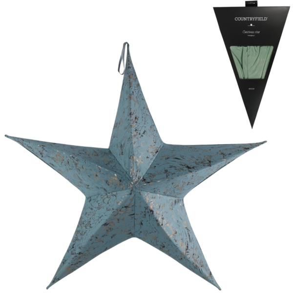 Countryfield Kersthanger ster fluweel Maria Xl blauw/zilverkleurig 135 cm