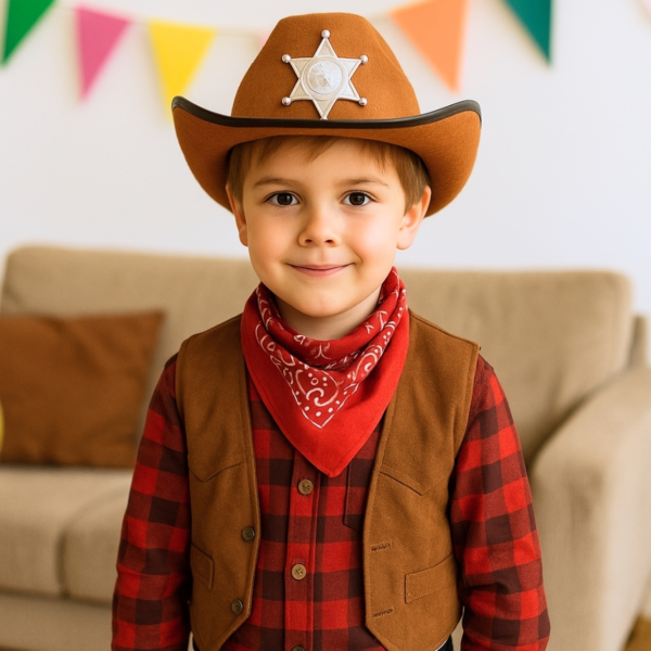 Cowboyhoed kinderen vilt bruin/zwart