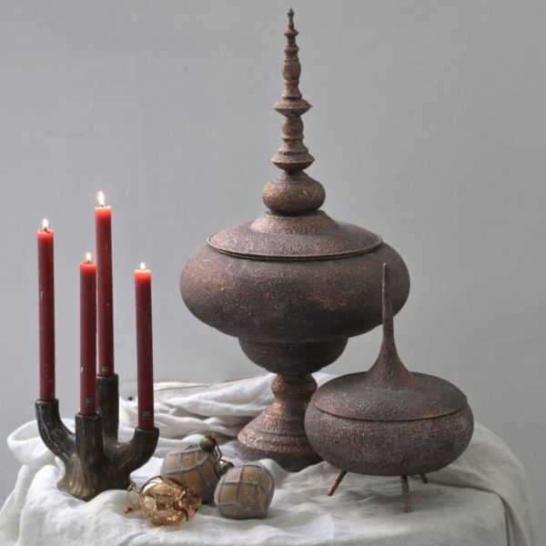 PTMD bloempot met deksel Eben bronskleurig 31 cm