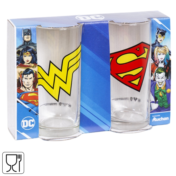 DC glazen Wonder Woman & Superman Design 270 ml set van 2