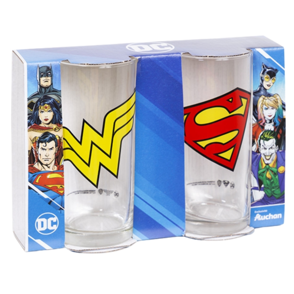DC glazen Wonder Woman & Superman Design 270 ml set van 2