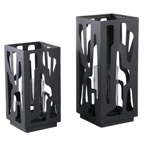 PTMD windlicht Dewey zwart 32 cm