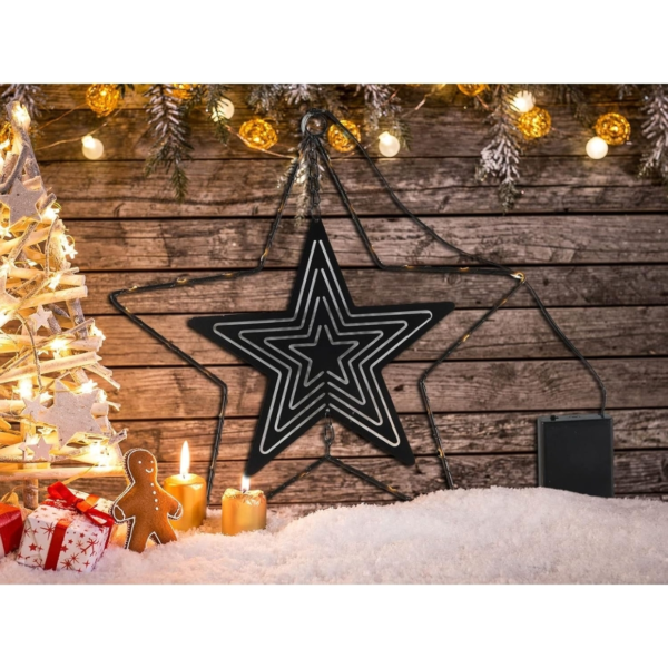 Lamp ster LED op batterij zwart 30 cm