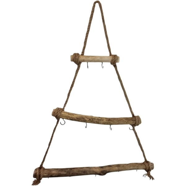 Wanddecoratie kerstboom met haken 70 cm