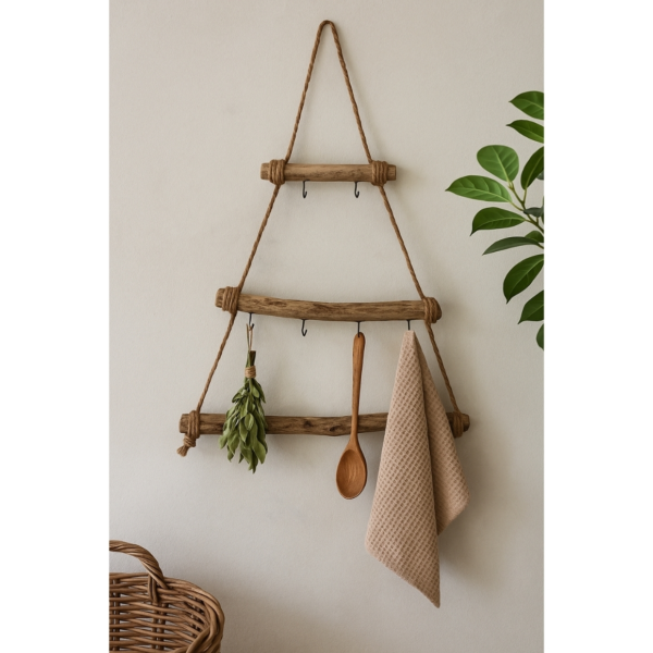 Wanddecoratie kerstboom met haken 70 cm