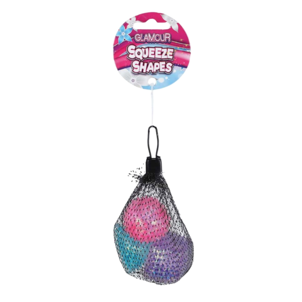 Glamour Squishy anti stress bal 4 cm assorti set van 3