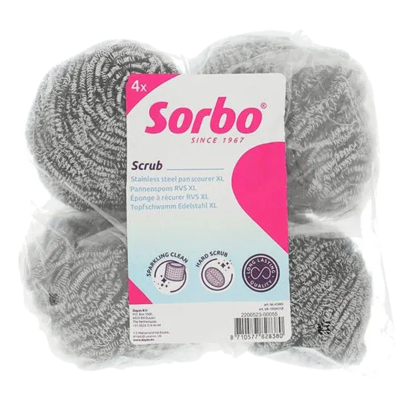 Sorbo pannenspons rvs set van 4