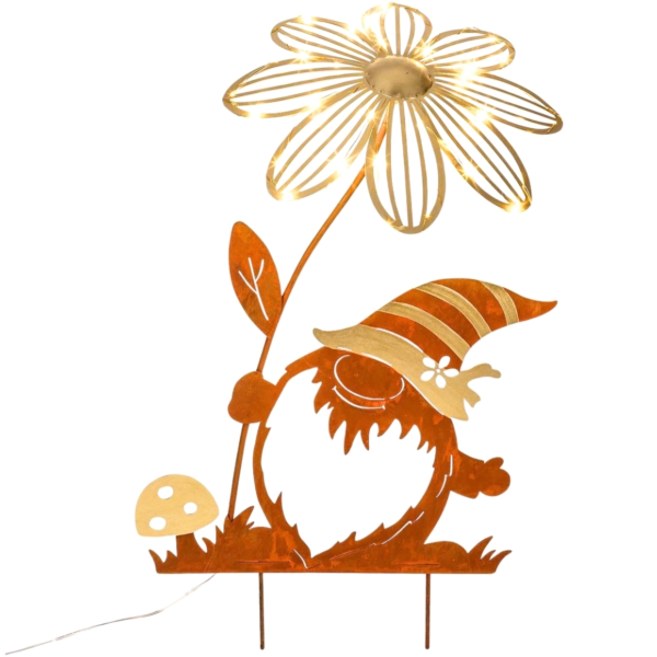 Tuinsteker kabouter LED op batterij 51 cm