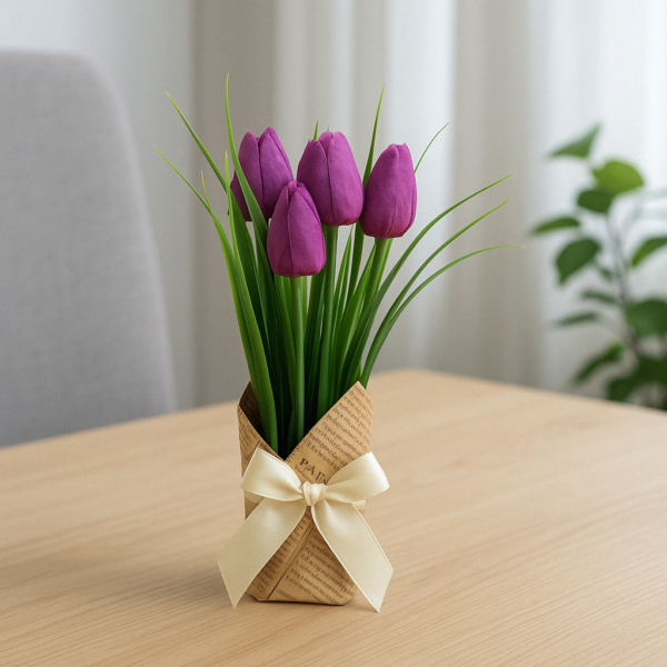 Kunstblumen Tulpen in Geschenkverpackung 23 cm 6 sortiert