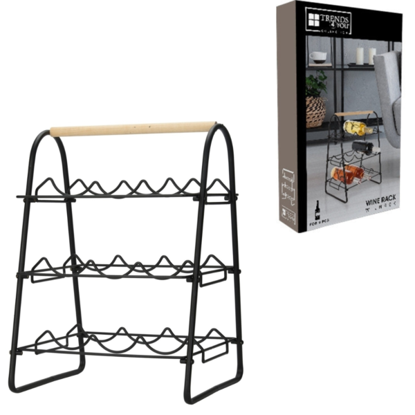 Trends4You Weinregal Metall 9 Flaschen 46 cm