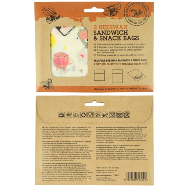 Tala bijenwax sandwich en boterham zakjes 21 cm set van 2