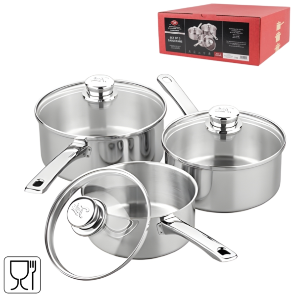 Tala RVS steelpannen 20 cm set van 3