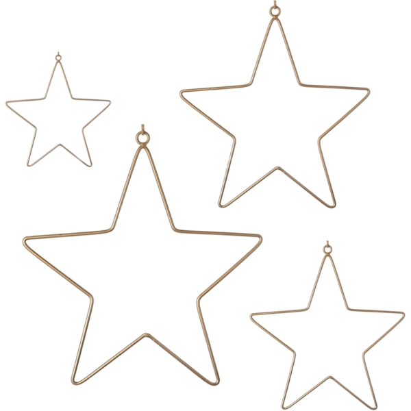 Hanger sterren Kerst goudkleurig 30 cm set van 4