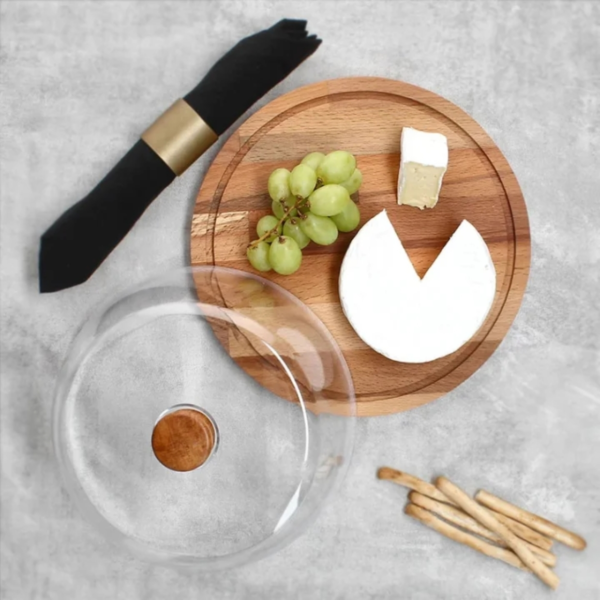 Esmerina serveerplank met stolp 24 cm