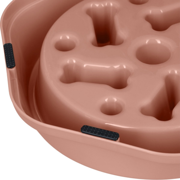Relaxdays honden anti-schrok voerbak botjes oudroze 22,5 cm