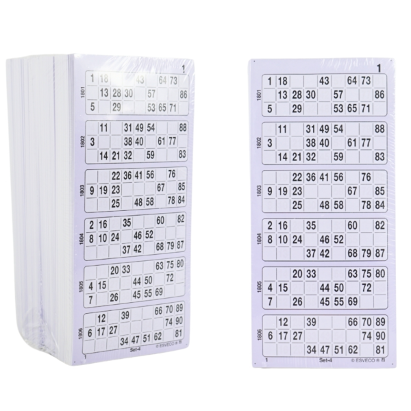 400216 Bingokaarten 1-90 ongeperforeerd 11 dik enkel