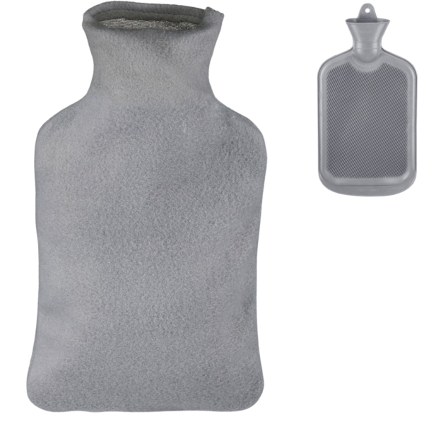 Relaxdays warmwater kruik met hoes grijs 1,5 L