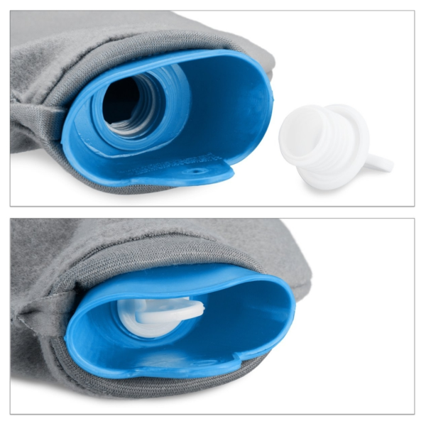 Relaxdays warmwater kruik met hoes blauw/grijs 1,5 L