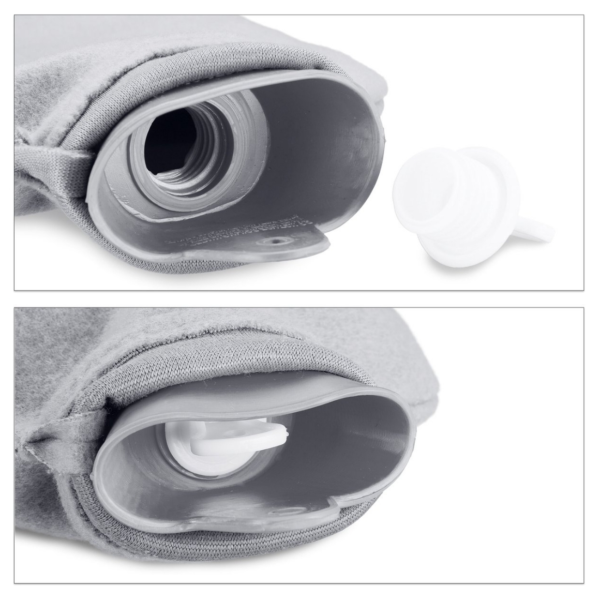 Relaxdays warmwater kruik met hoes grijs 1,5 L