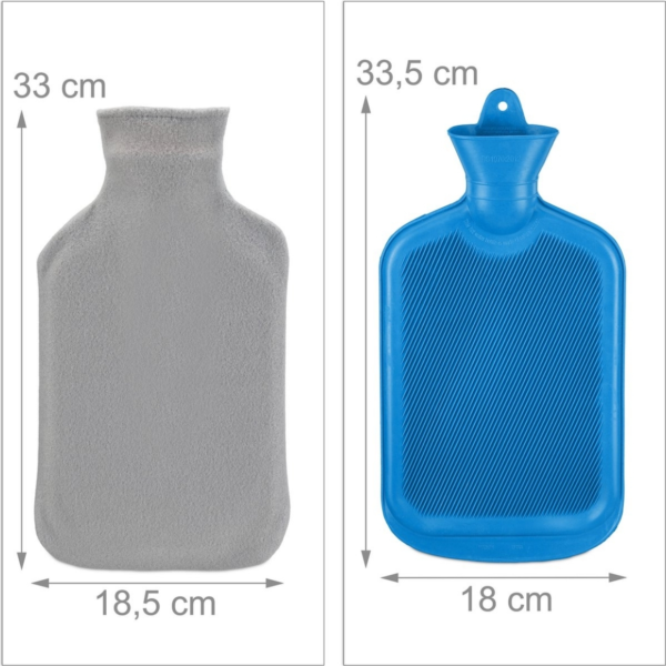 Relaxdays warmwater kruik met hoes blauw/grijs 1,5 L