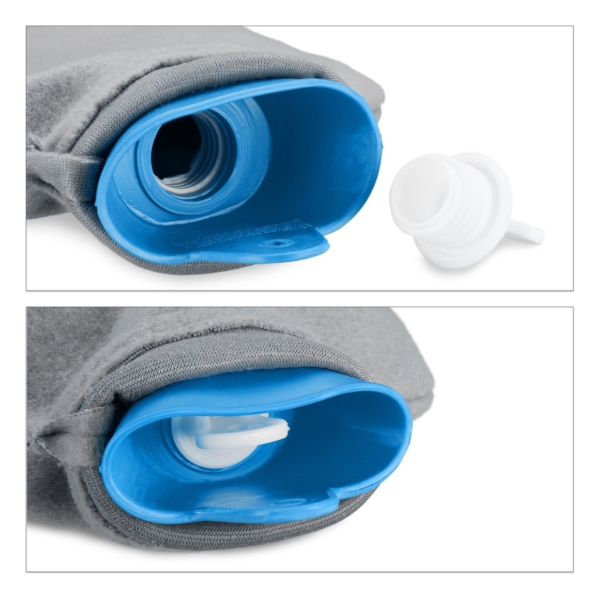 Relaxdays warmwater kruik met hoes blauw/grijs 2 L