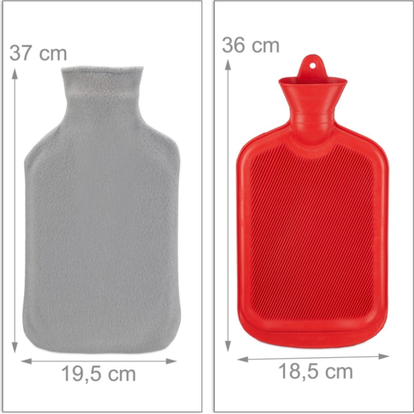 Relaxdays warmwater kruik met hoes rood/grijs 2 L