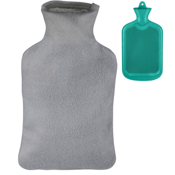 Relaxdays warmwater kruik met hoes turquoise/grijs 2 L