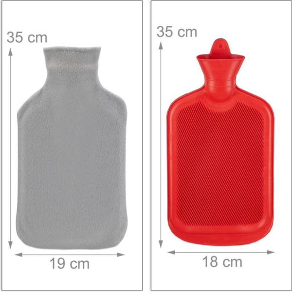 Relaxdays warmwater kruik met hoes rood/grijs 1,5 L