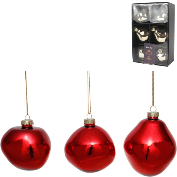 Xmas by Moos kerstballen rood 8 cm 6 stuks