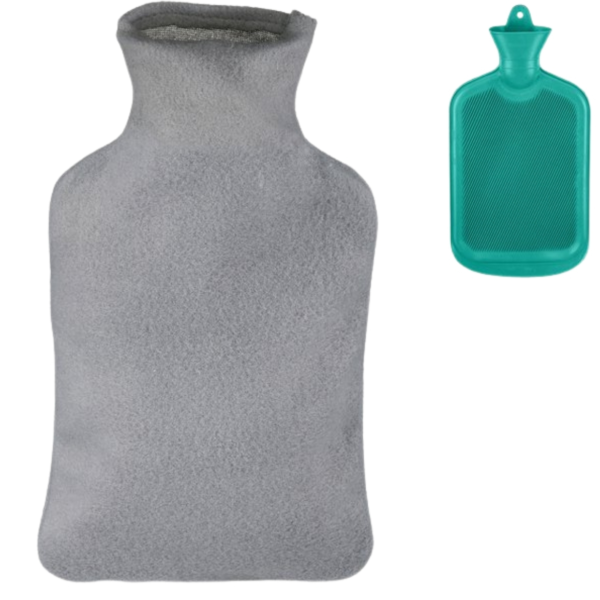 Relaxdays warmwater kruik met hoes turquoise/grijs 1,5 L