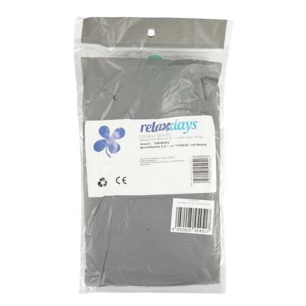 Relaxdays warmwater kruik met hoes turquoise/grijs 1,5 L