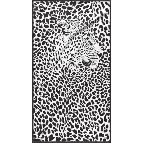 Strandlaken XXL luipaard zwart/wit 100 x 180 cm